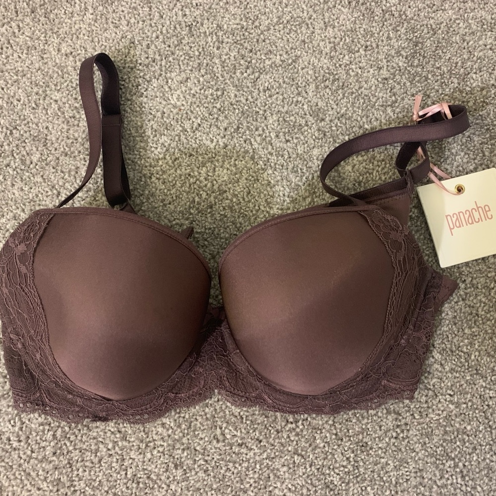 Panache Women's Lace Trim Bra - Brown